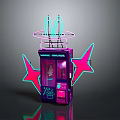 Purple Computerized Magic Wonder Vending Machine With Neon Lights And Stars