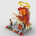 Building Block Owl with Halo Green Eyes Spread Wings Small Steps Minifigure and Surrounding Plants