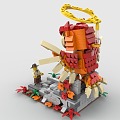 LEGO Toy Blocks Autumn God Owl Altar Scene Prayer 3d model