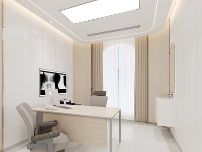 Modern Hospital Outpatient Clinic Interior With Desk Chairs And Medical 3d model