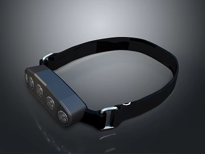 Modern Headlamp Design With Black Strap LED Lights And Metal Buckle 3d model
