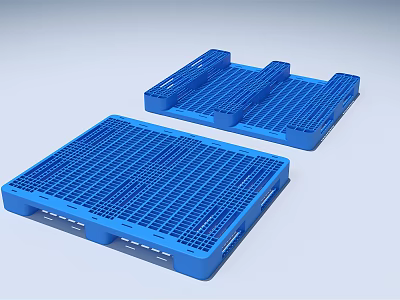 Industrial Heavy Duty Plastic Pallets With Grid Design Blue For Storage Logistics 3d model