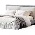 Modern Upholstered Bed With Soft Pillows And Textured Neutral Bedding 3d model