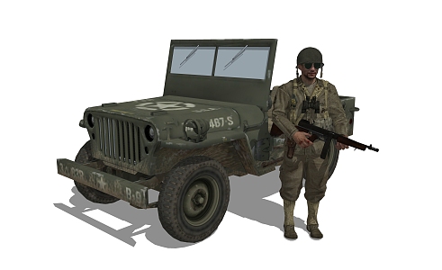 Modern Military Vehicles World War II American Jeep 3d model