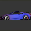 Vibrant Gradient Colored Sports Car With Black Roof Large Rear Spoiler Red Interior And Wheels