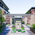 Semi Detached Villa Modern Architecture With Symmetrical Facade Large Windows And Stone Walls