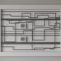 Black Pipes And Air Vents Arranged In Complex Layout Within White Frame 3d model