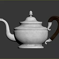 Elegant Silver Teapot With Exquisite Carved Design Wooden Handle And Shiny Finish