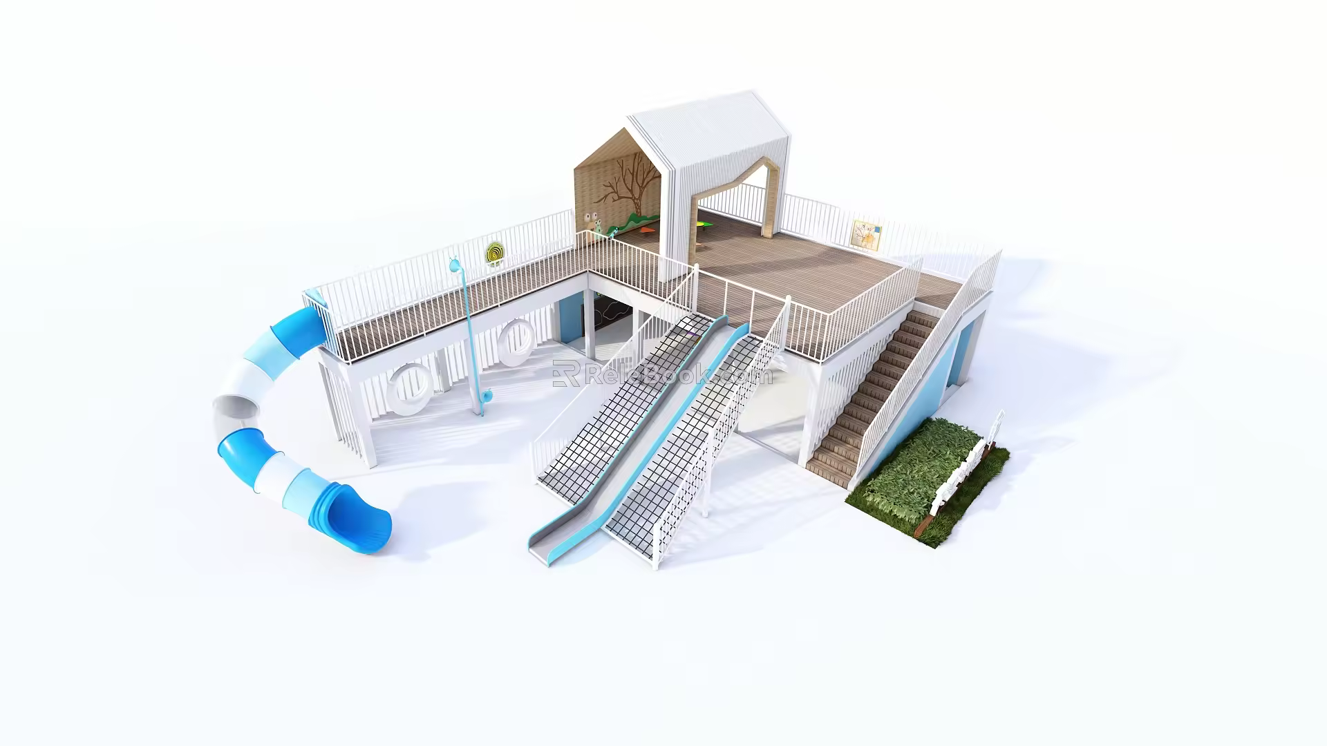 Children's Play Children's Play Slide Sky Tree House Tree House Slide White Corridor Frame Theme Slide 3d model
