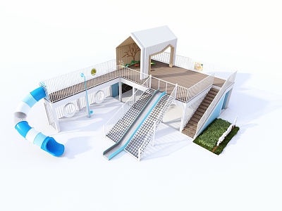 Children's Play Children's Play Slide Sky Tree House Tree House Slide White Corridor Frame Theme Slide model