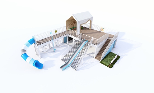 Children's Play Children's Play Slide Sky Tree House Tree House Slide White Corridor Frame Theme Slide 3d model