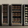 Modern Wine Coolers With Glass Doors Filled With Wine Bottles In Stainless Steel Design