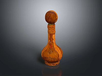 Brown Decorative Bottle With Intricate Carved Design For Home Living Decor 3d model
