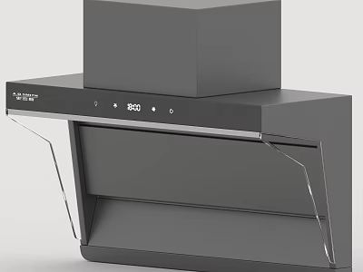 Modern Kitchen Range Hood Appliance With Sleek Design And Digital Control Panel 3d model