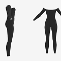 Stylish Slim Fit Black Long Sleeve Bodysuit With White Trim Details
