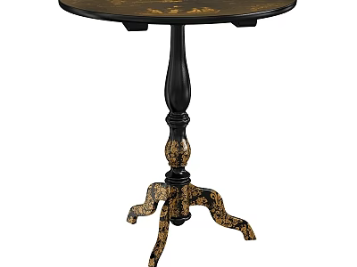 Round Functional Table With Ornate Carved Design And Vintage Style Dark Wooden Finish Decorative Legs 3d model