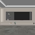 Modern TV Wall Design With Floating Shelves And Decorative Items In Living Room