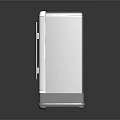 Red Compact Freezer and White Upright Refrigerator with Modern Sleek Design on Black Surface