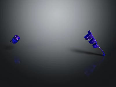 Blue Industrial Bolts As Mechanical Components With Shadows And Reflections On Dark Background 3d model