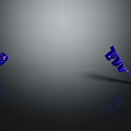 Blue Industrial Bolts As Mechanical Components With Shadows And Reflections On Dark Background