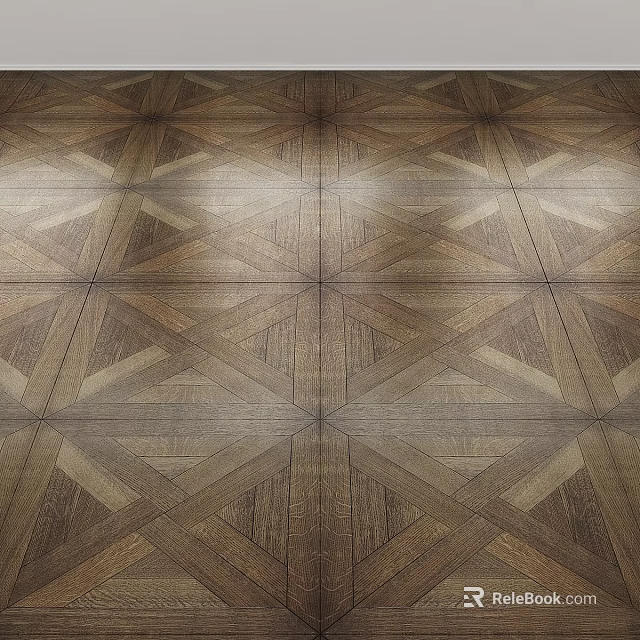 Wooden Floor Parquet Design With Intricate Symmetric Geometric Pattern 3d model 