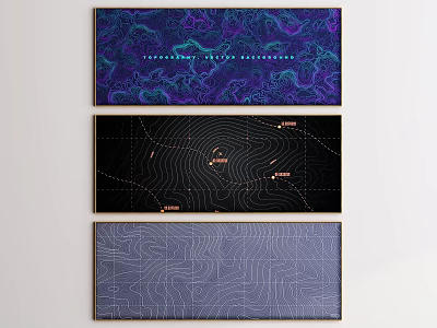 Abstract Paintings With Vibrant Purple Blue Tones Geometric Lines And Grayish Patterns 3d model