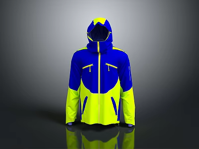 Video Game Film Character Wearing Blue And Yellow Hooded Jacket With Zipper Pockets 3d model