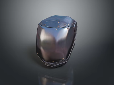 Modern Metal Shield Weapon With Rivet Decorations And Smooth Metallic Surface 3d model