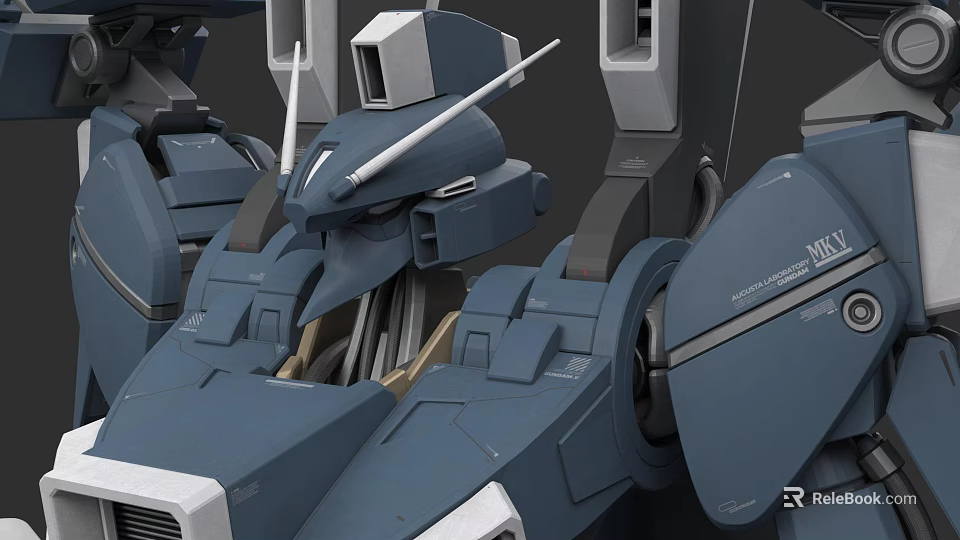 Blue Mechanical Weapon Design With Cannon Barrel Armor And Detailed Structure 3d model 