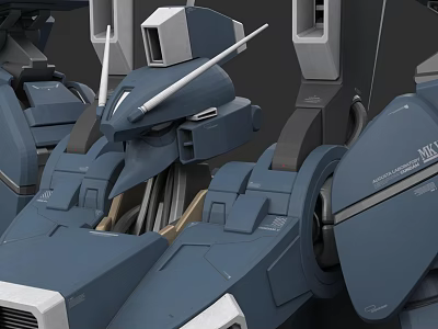 Blue Mechanical Weapon Design With Cannon Barrel Armor And Detailed Structure 3d model