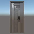 Modern Security Door With Vertical Stripes And Electronic Lock Design