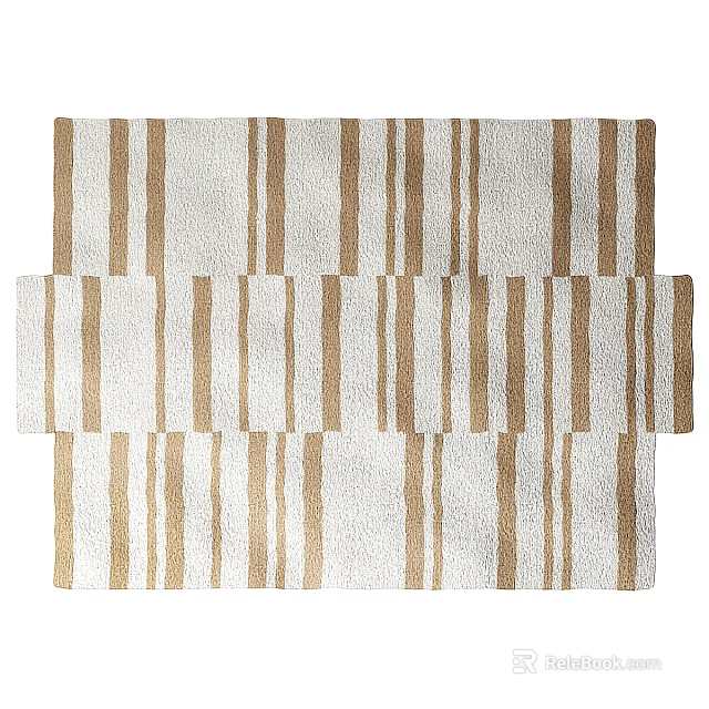 Modern Square Rug With White And Brown Striped Pattern For Home Decor 3d model