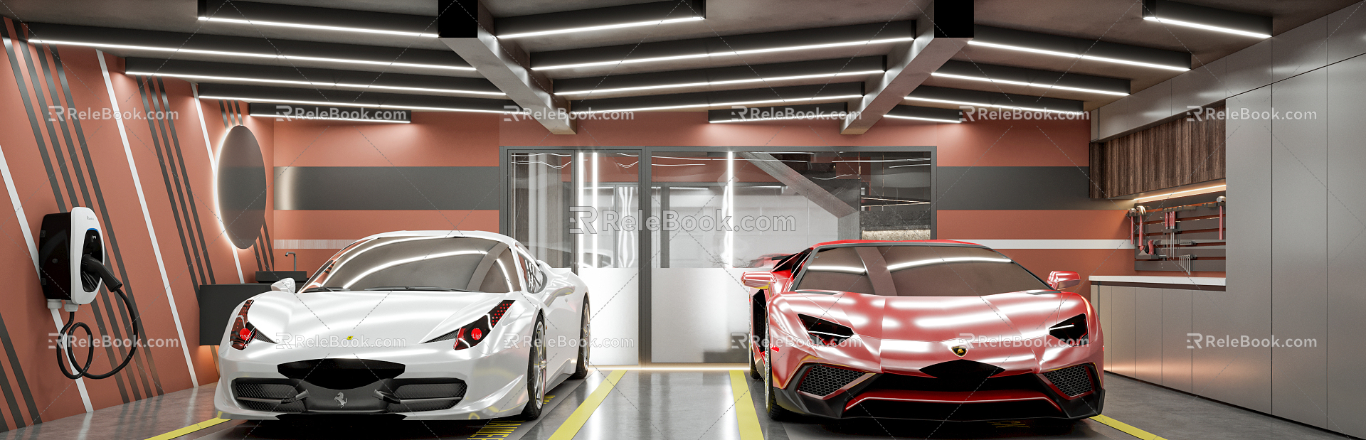 Indoor parking Modern parking 3d model