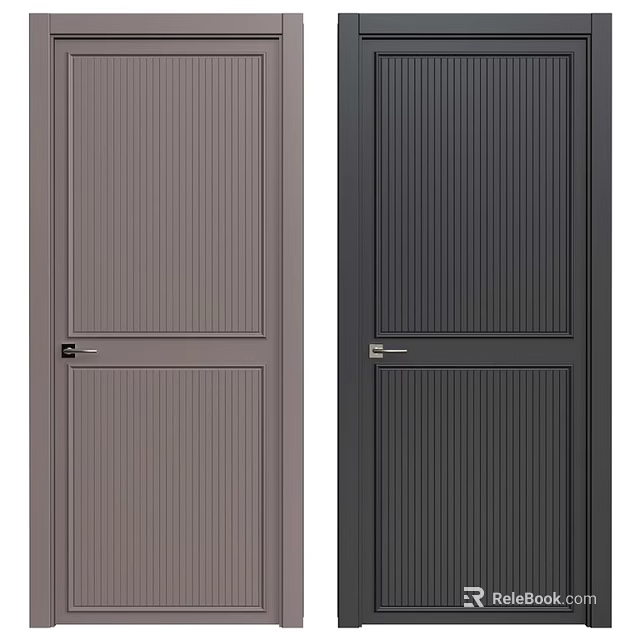 Modern Light And Dark Gray Hinged Doors With Vertical Stripe Design 3d model 