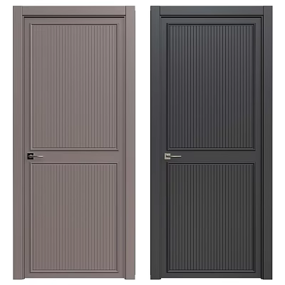 Modern Light And Dark Gray Hinged Doors With Vertical Stripe Design 3d model