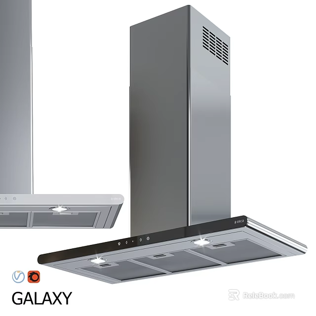 Modern Stainless Steel Kitchen Range Hoods With Sleek Design And LED Lights 3d model 