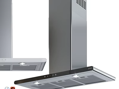 Modern Stainless Steel Kitchen Range Hoods With Sleek Design And LED Lights 3d model