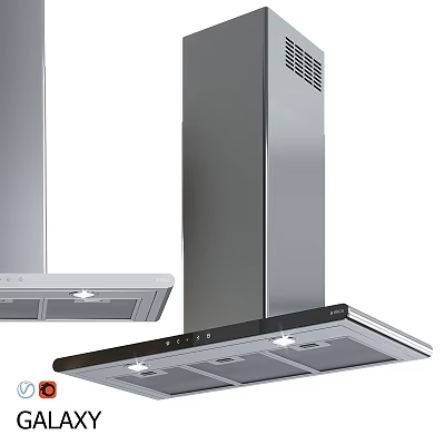 Modern Stainless Steel Kitchen Range Hoods With Sleek Design And LED Lights 3d model