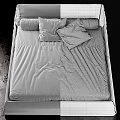 Modern Beige Leather Double Bed With Gold Pillows And Comfortable Design