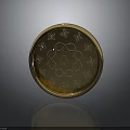 Golden Circular Household Living Product With Intricate Engraved Floral Patterns And Shiny Surface