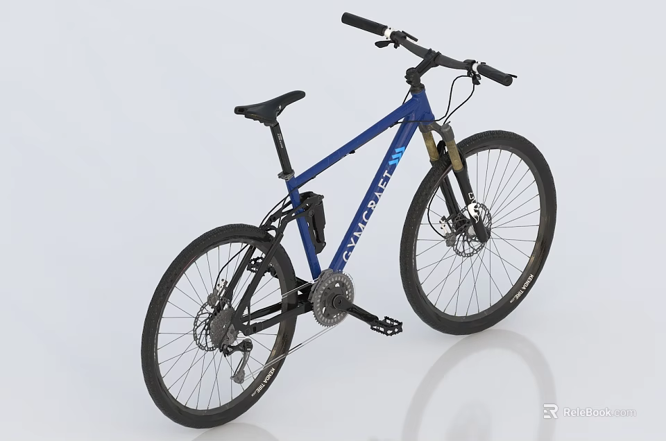 Canyon Blue Mountain Bike With Black Frame Disc Brakes And Suspension Fork 3d model 