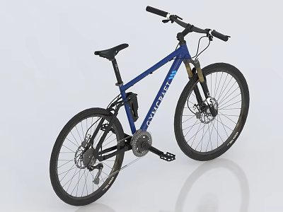 Canyon Blue Mountain Bike With Black Frame Disc Brakes And Suspension Fork 3d model