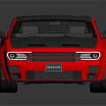 Red Muscle Car With Black Roof Hood And Gold Wheels Shiny Exterior Design