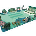 Traditional Green Themed Event Venue With Archway Pavilion Trees Tables And Chairs