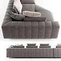 Modern Grey Sectional Sofa With Plush Pillows And Comfortable Seating 3d model