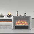 Various Fireplace Designs With Realistic Flame Effects And Marble Finishes 3d model