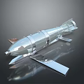 Aerial Bomb Weapon 3D Model With Metallic Surface Sleek Design And Tail Fins