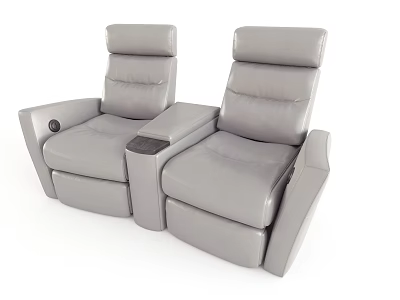 Gray Leather Single Seater Recliner Sofa with Modern Center Console Design 3d model