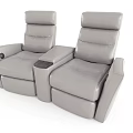 Gray Leather Single Seater Recliner Sofa with Modern Center Console Design 3d model