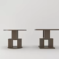 Modern Wooden Side Tables With Geometric Base And Rectangular Top Design 3d model